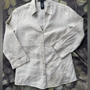 Beige linen Button-Up Shirt